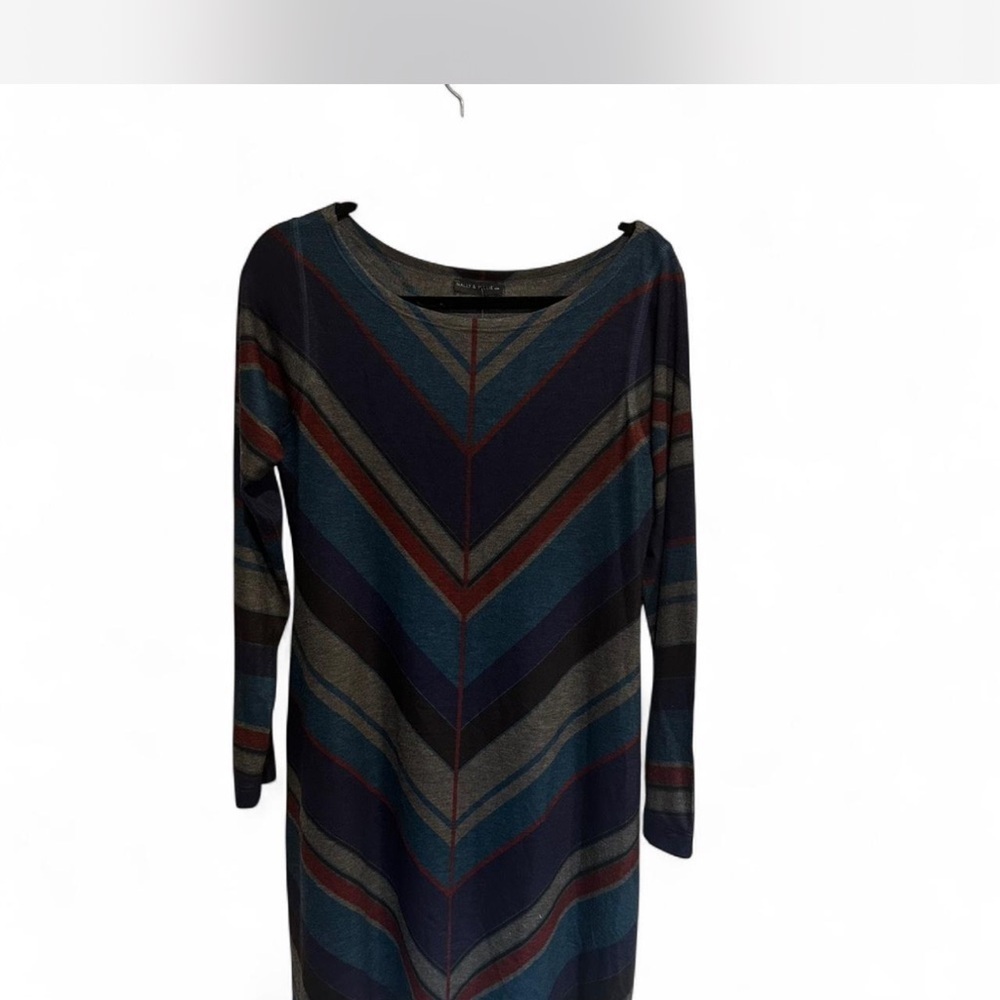 Nally & Millie Chevron Long Sleeve Dress - Blue and Red